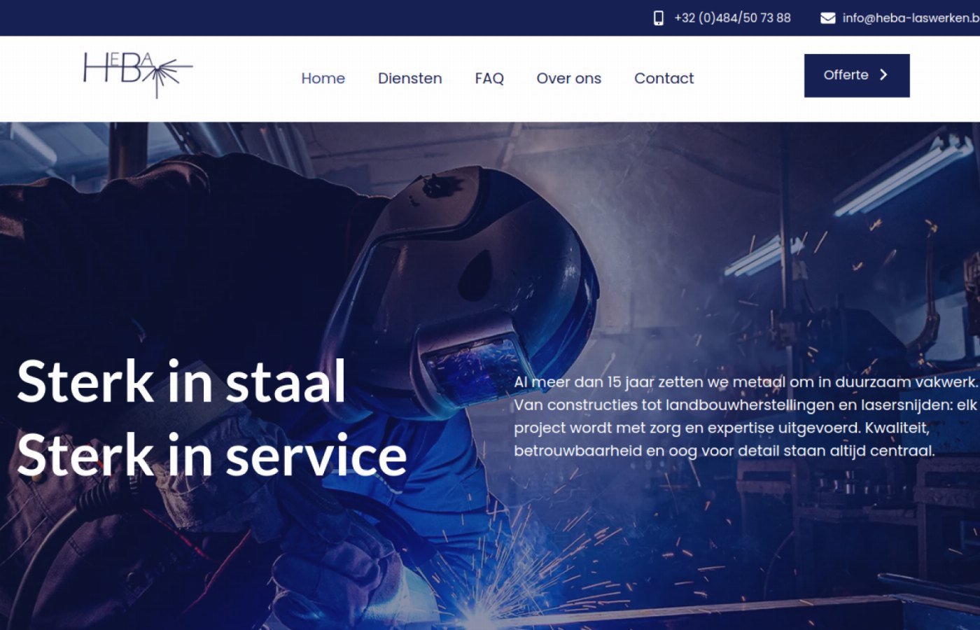Website van Heba Laswerken, ontwikkeld door Davy Janssens
