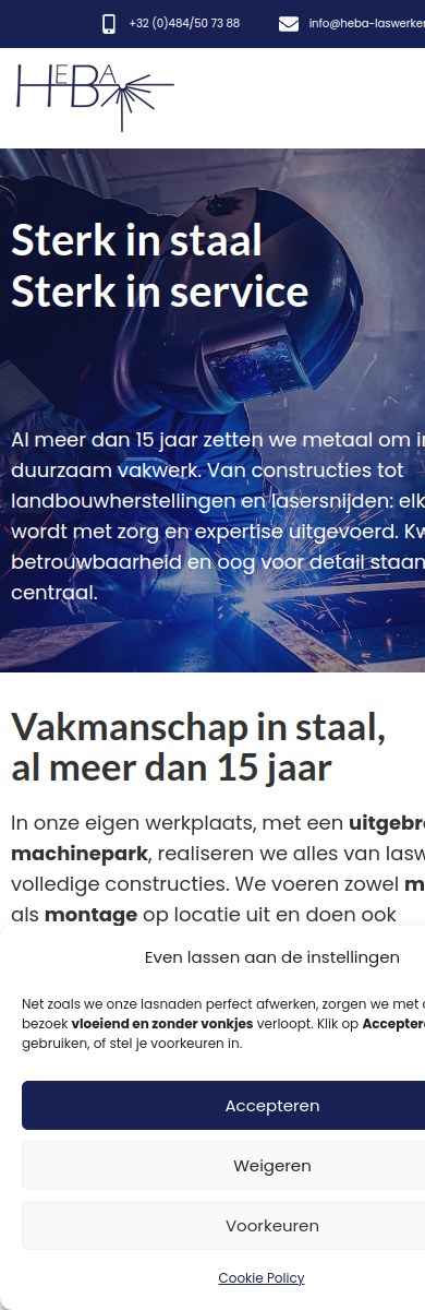 Website van Heba Laswerken op iPad en iPhone, ontwikkeld door Davy Janssens