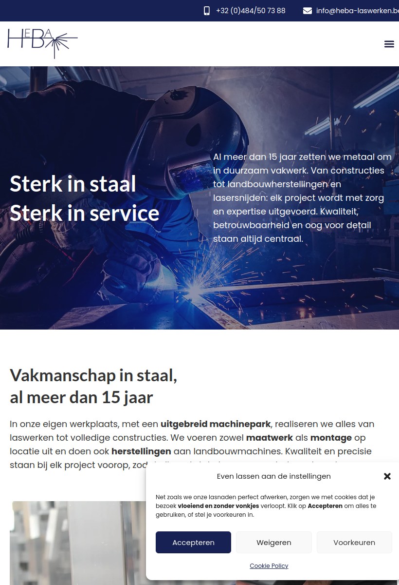 Website van Heba Laswerken op iPad en iPhone, ontwikkeld door Davy Janssens