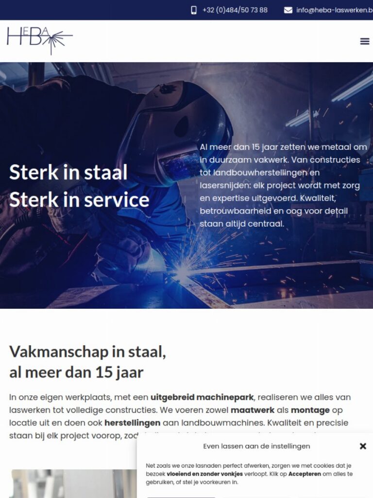 Website van Heba Laswerken, ontwikkeld door Davy Janssens